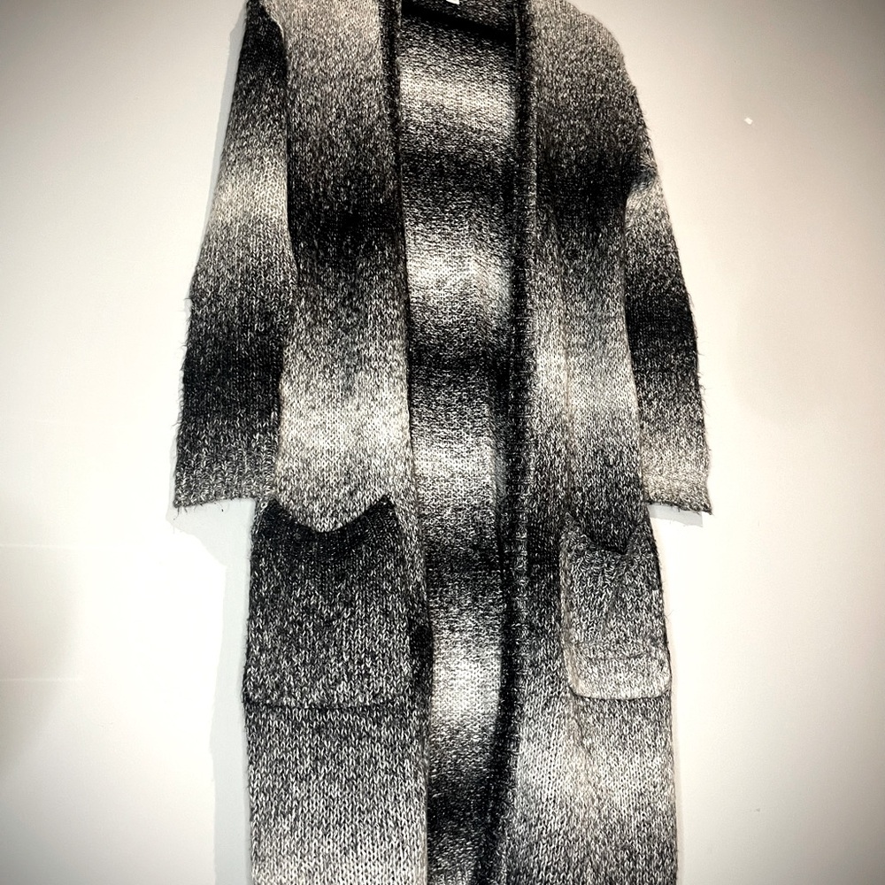Long sweater, black and white, super soft.